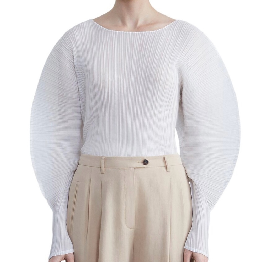 Lafayette 148 New York Cloud White Pleated Blouse - NWT